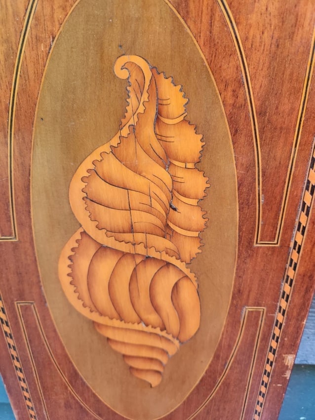 19th Century Inlaid Wood Conch Shell Door Panel Marquetry - 8