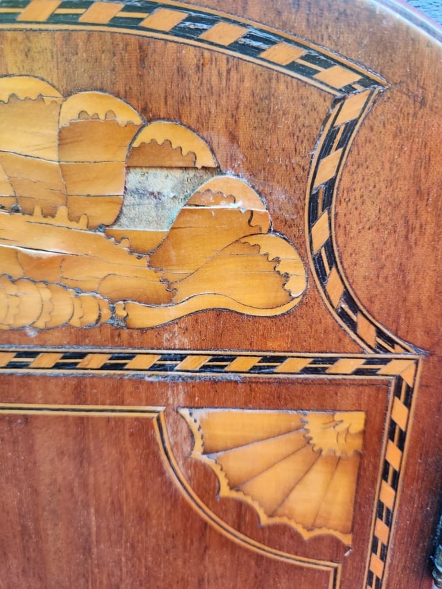 19th Century Inlaid Wood Conch Shell Door Panel Marquetry - 9