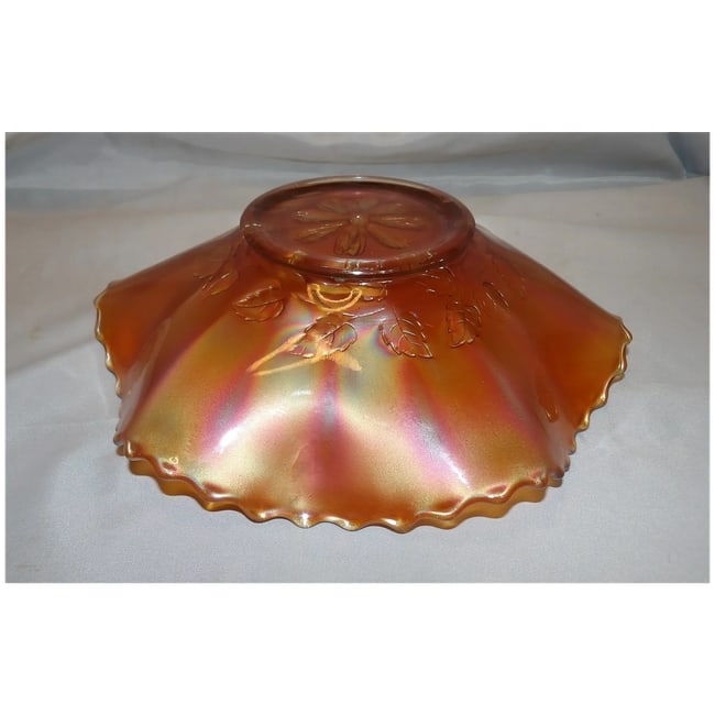 Antique Dugan Marigold Windflower Ruffled Rim Bowl - 6