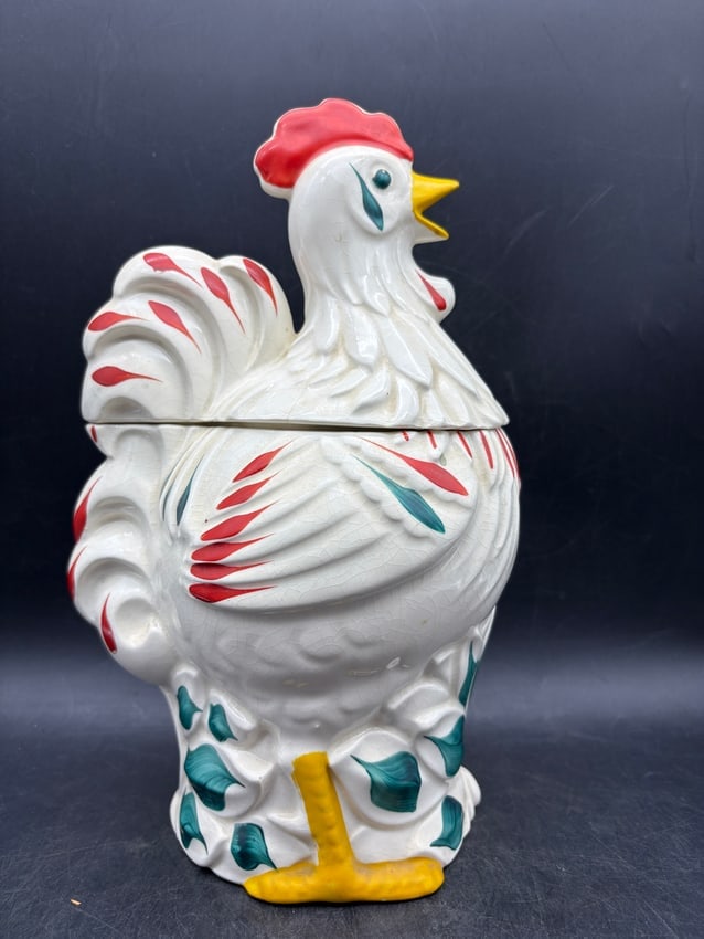 Vintage Pottery Rooster Cookie Jar Hand Painted Pottery Guild America - 2