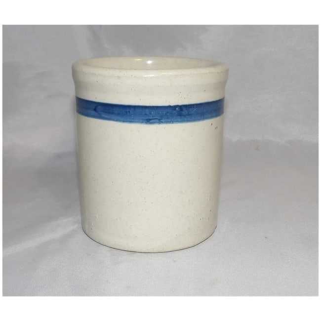 Heavy Crock Jar with Blue Band - 4