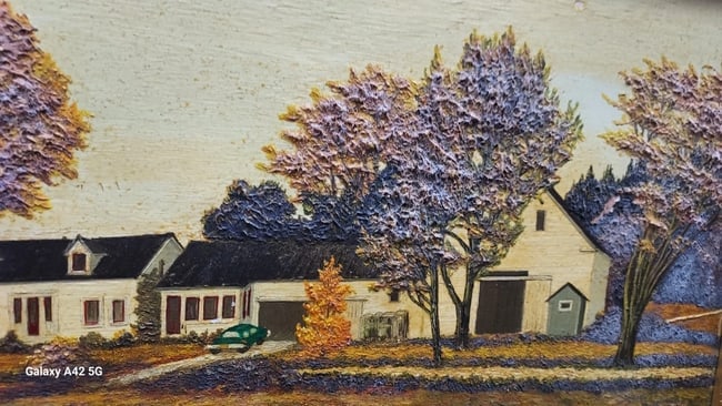 oil painting House With Car Scene 1956 Robert Leibensperger { 1931-2012} - 2