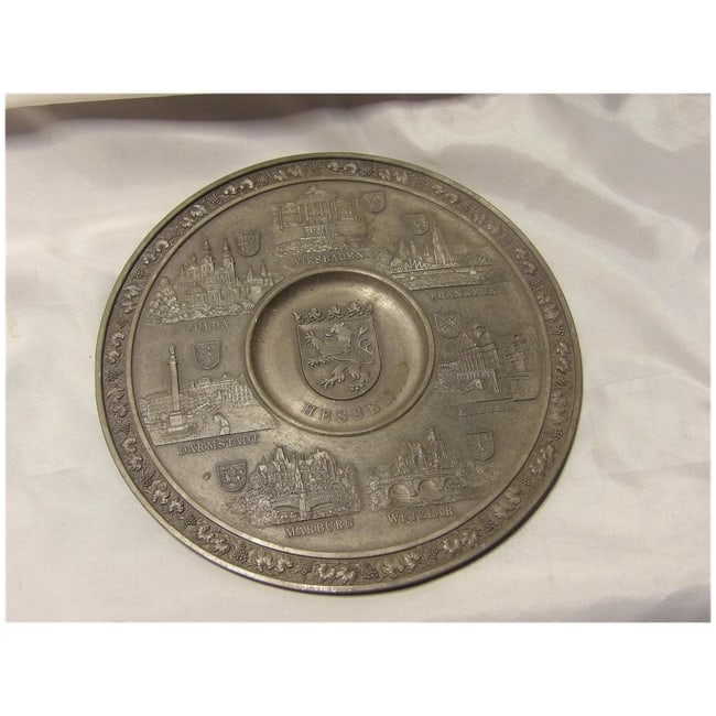 Oxidized Pewter Souvenir of Germany with Hesse Coat of Arms - 3