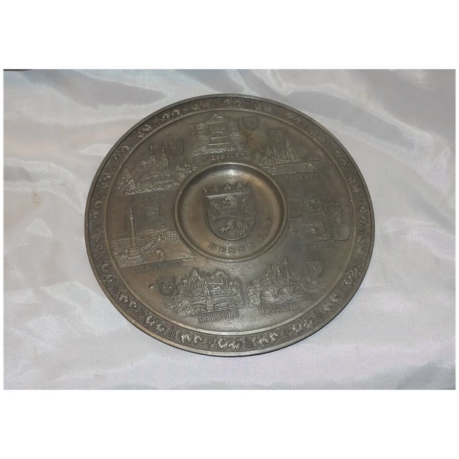 Oxidized Pewter Souvenir of Germany with Hesse Coat of Arms - 6