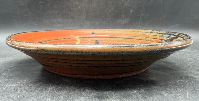 Signed Studio Pottery Art Plate Bowl Hand Thrown Abstract Earth Tone Glaze - 5