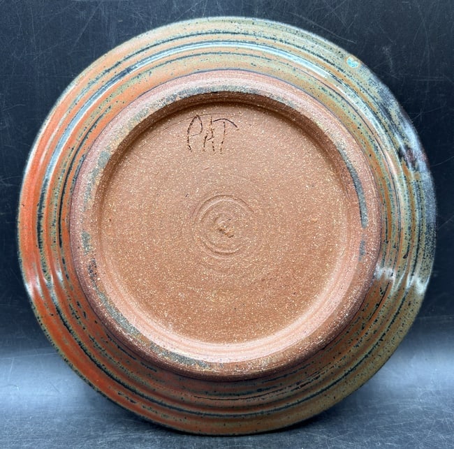 Signed Studio Pottery Art Plate Bowl Hand Thrown Abstract Earth Tone Glaze - 6