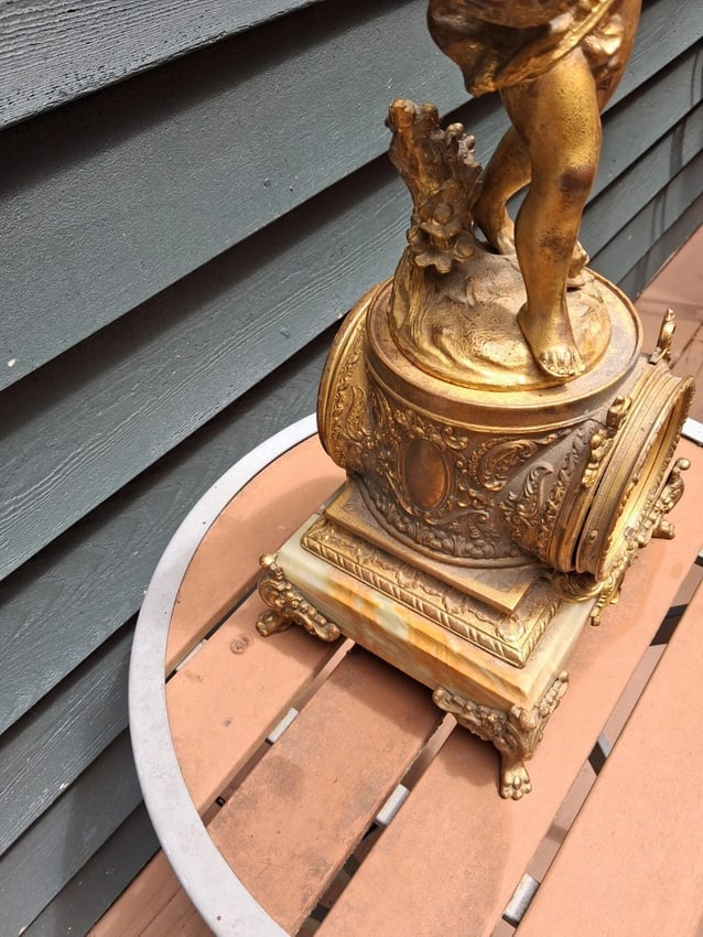 Antique Waterbury Ornate Clock 19th French Rococco Revival As Is parts - 5