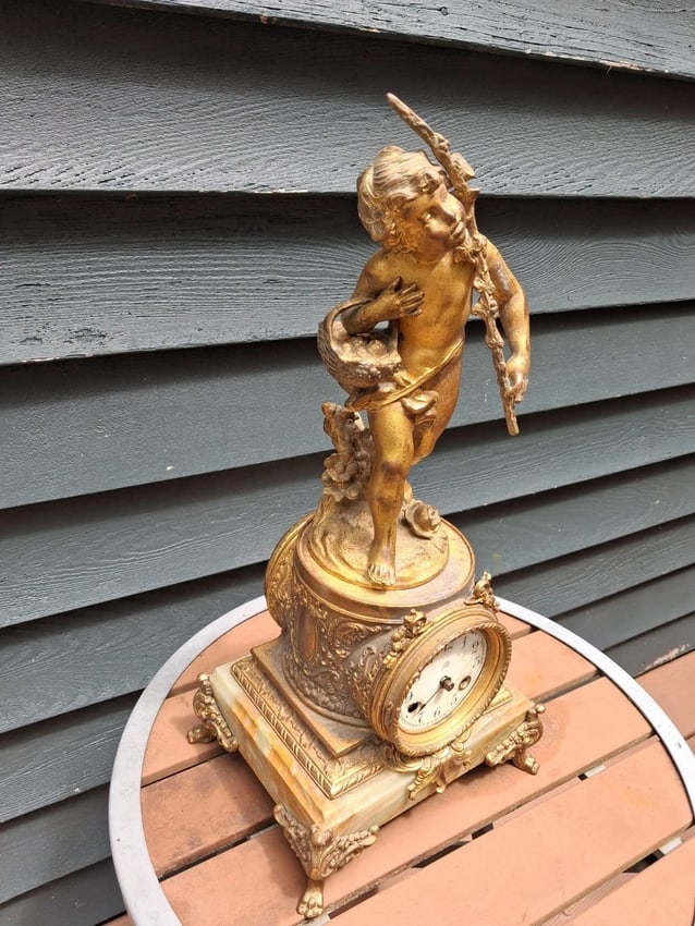 Antique Waterbury Ornate Clock 19th French Rococco Revival As Is parts - 7