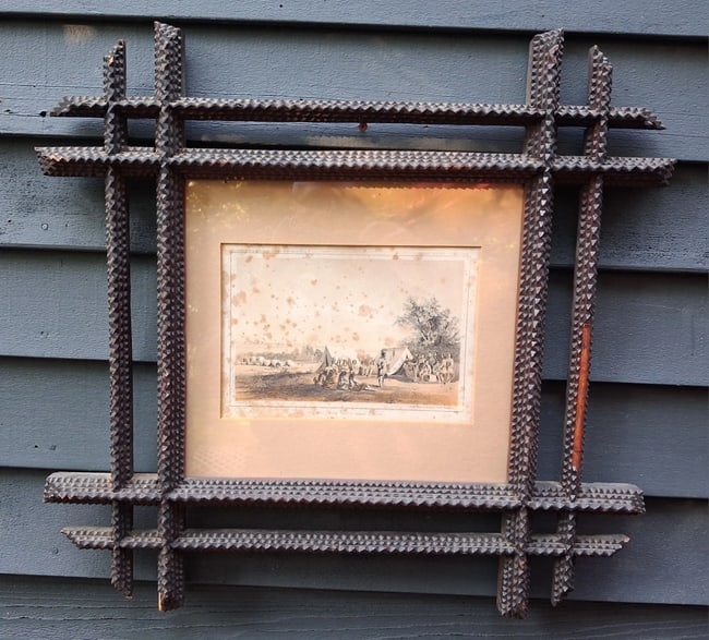 Rare Double Folk Tramp Art Picture Frame Super Ornate - 4