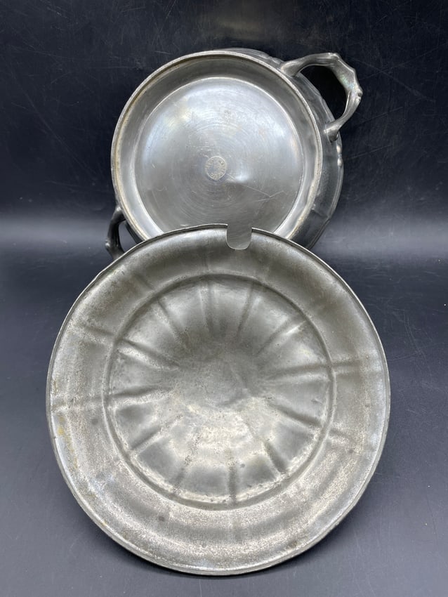 Antique circa 1900 Art Nouveau KAYSERZINN Pewter Tureen - 7