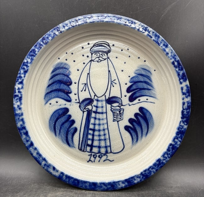 1992 Eldreth Stoneware Pottery Christmas Pie Plate (1 of 8)