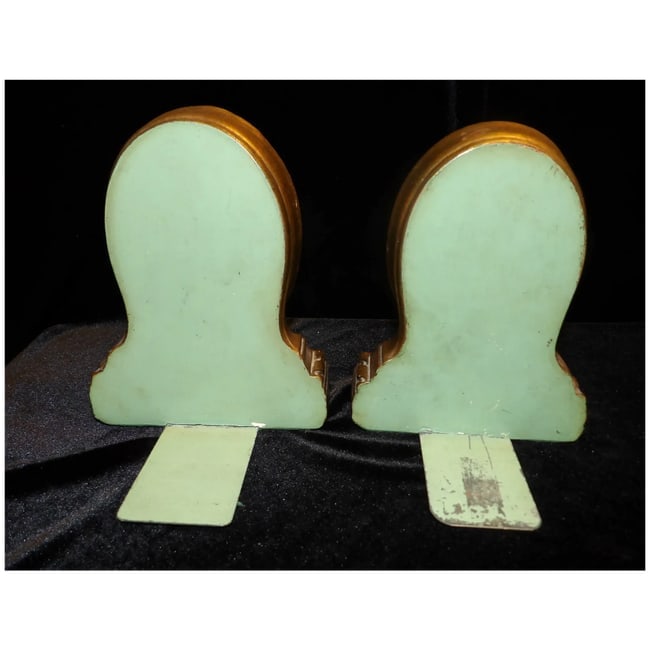 Antique Gold Leaf Portrait Bookends - 6