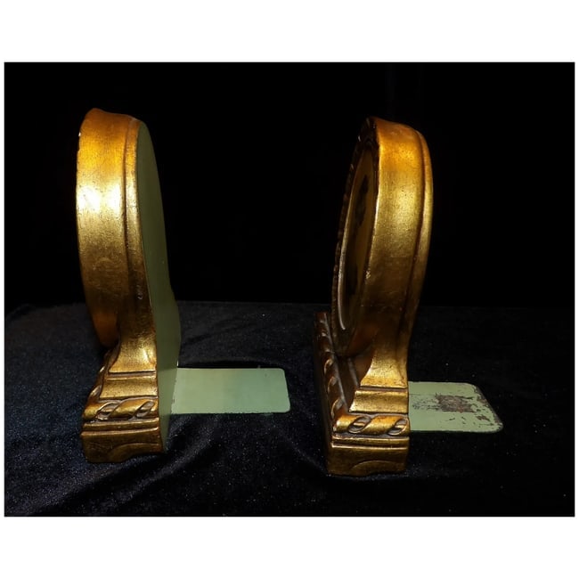 Antique Gold Leaf Portrait Bookends - 7
