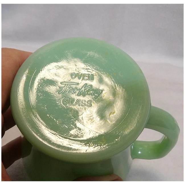 Rare Fire King Oven Glass D Handle Jadeite Coffee Mug - 7