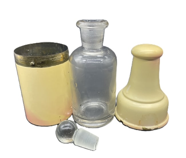 Rare European Glass Perfume Bottle With Enamel Travel Box - 2
