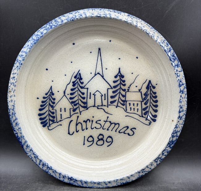1989 Eldreth Stoneware Pottery Christmas Pie Plate (1 of 8)