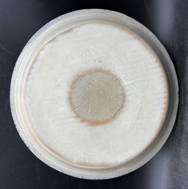 1989 Eldreth Stoneware Pottery Christmas Pie Plate - 3
