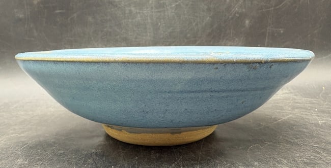 Signed Studio Art Pottery Bowl Blue Crystalline Glaze Signed - 3