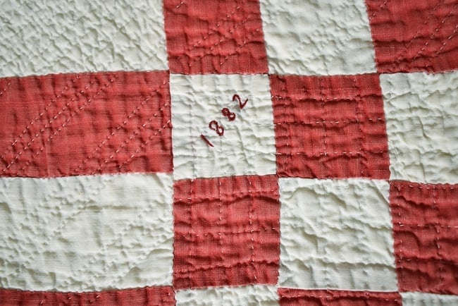 Feathered Stars Quilt Dated "1882" - 11