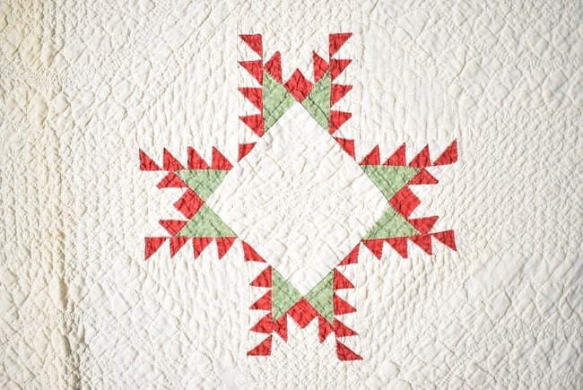 Feathered Stars Quilt Dated "1882" - 2