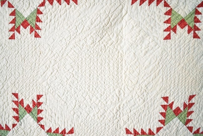 Feathered Stars Quilt Dated "1882" - 4
