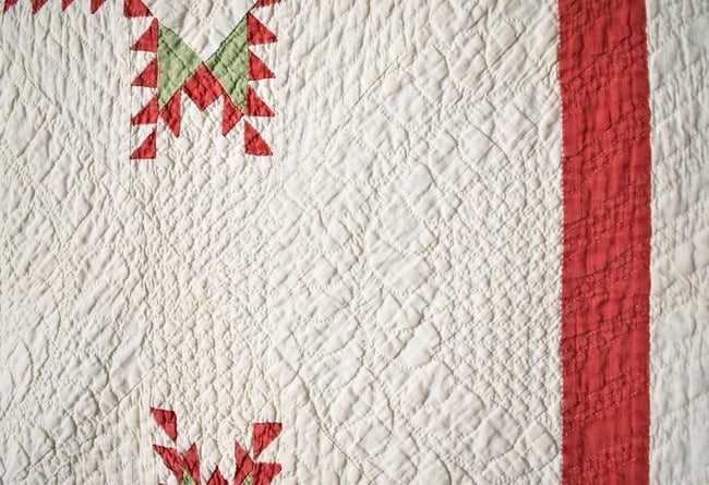 Feathered Stars Quilt Dated "1882" - 5