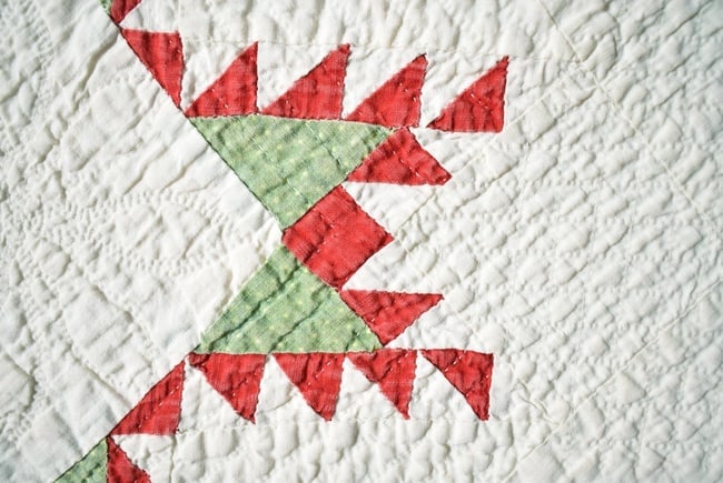 Feathered Stars Quilt Dated "1882" - 6