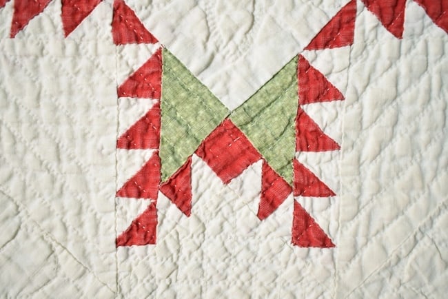 Feathered Stars Quilt Dated "1882" - 7