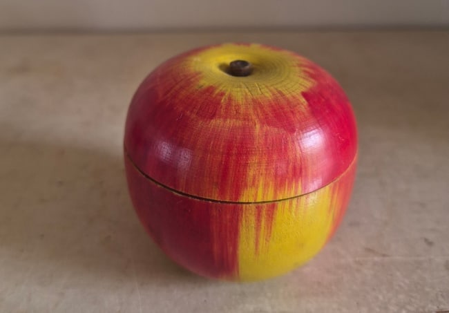 Wooden apple candy container - 2