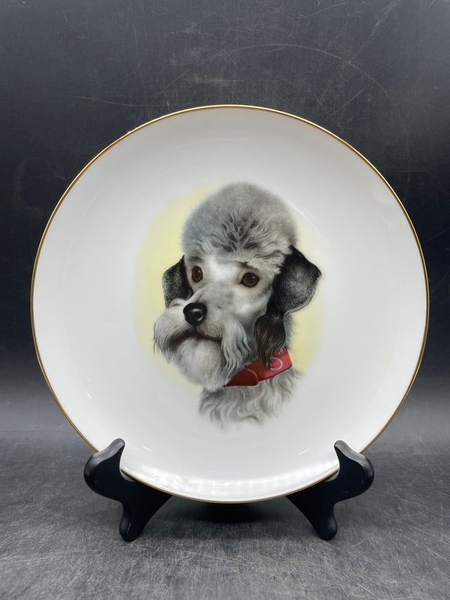 Retro 1950's Poodle Plate USA: Date/Period: Approx. 1950's Dimension: Approx. 7.5" diameter Material: ceramic Additional Information: Vintage Poodle Plate USA Shipping: Domestic: Flat-rate of $10.00 to anywhere within the