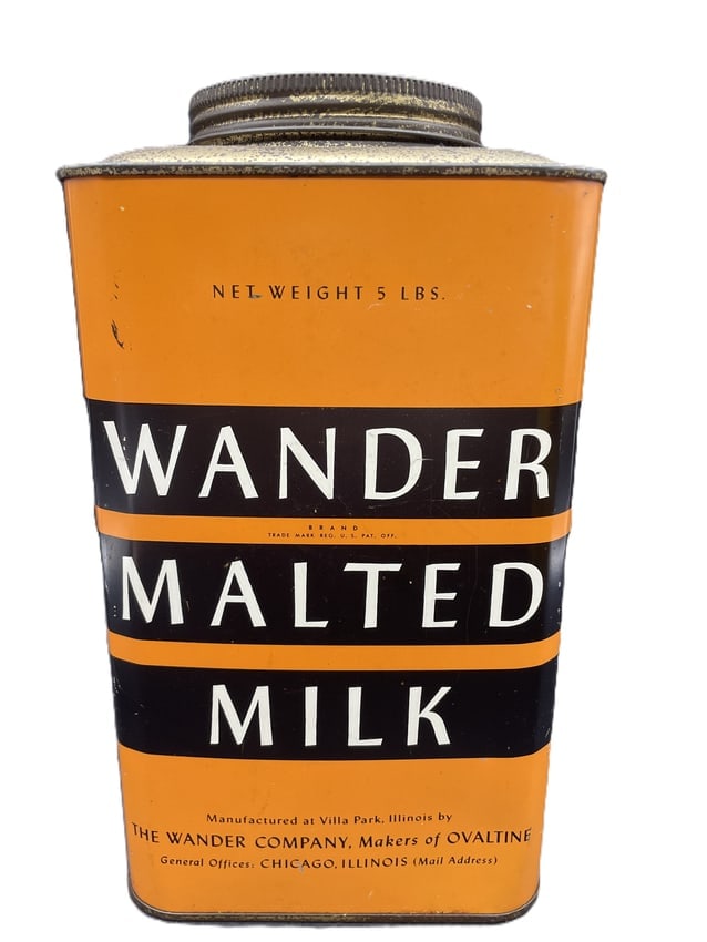 VINTAGE WANDER MALTED MILK TIN. COUNTRY STORE ADVERTISING - 2