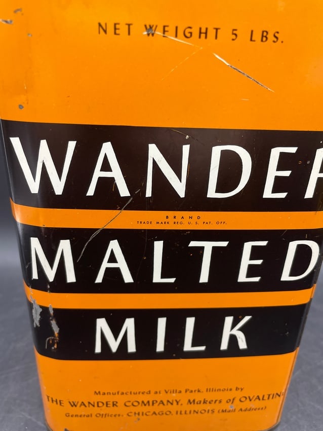 VINTAGE WANDER MALTED MILK TIN. COUNTRY STORE ADVERTISING - 5