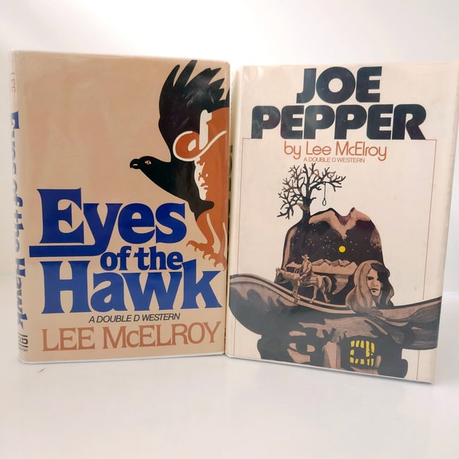 Elmer Kelton Writing as Lee McElroy 1st Edition Books Hard Cover Dust Jacket: Joe Pepper Lee McElroy 1975 1st Ed hardback DJ Eyes of the Hawk Lee McElroy HC DJ 1981 1st edition library discard Good Condition with Library stamps Both in Good-VG condition Shipping: Domestic: Flat