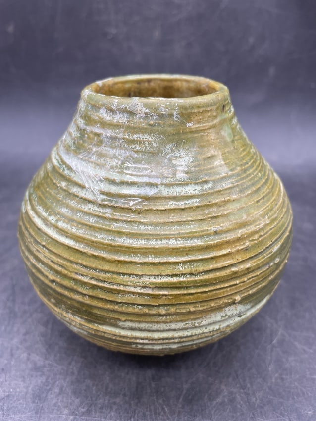 Hand Thrown Art Pottery Vase Green Hues - 2