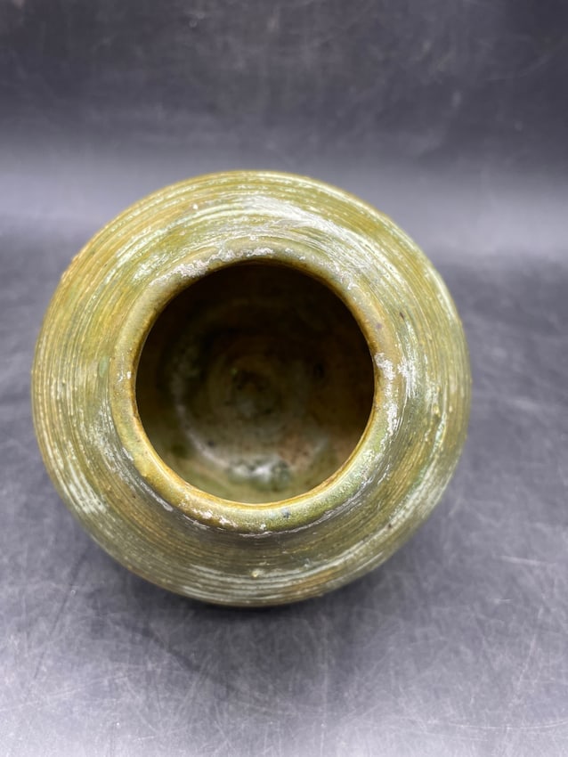 Hand Thrown Art Pottery Vase Green Hues - 4
