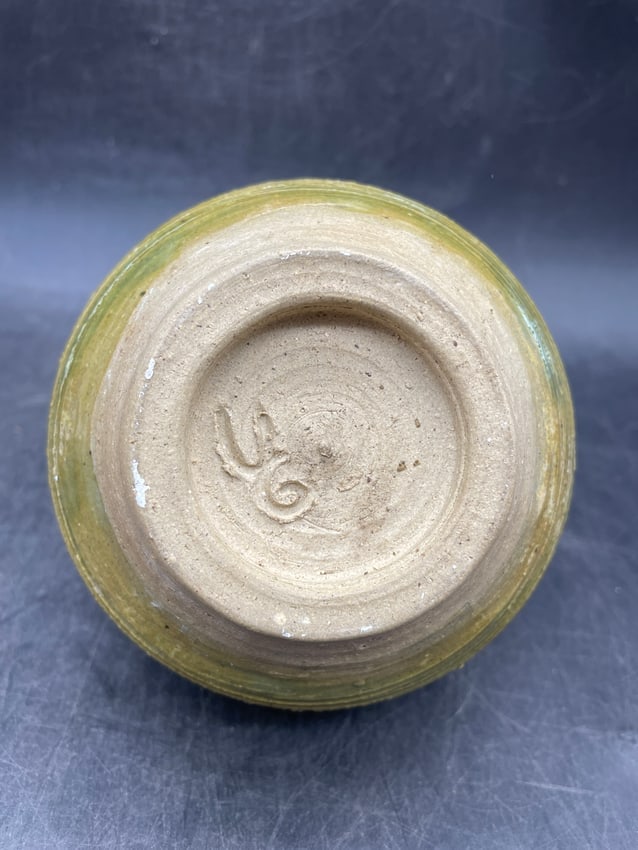 Hand Thrown Art Pottery Vase Green Hues - 5