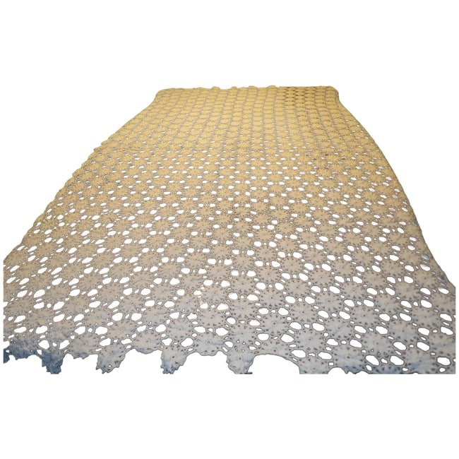 Hand Made Crochet Tablecloth or Full Bed Coverlet: This is a fantastic Heavy Cotton Crochet Tablecloth. NO visible problems such as loose connections, stains, or loose threads. It measures 79" x 58" and fits the contour of any table it is used on. I p