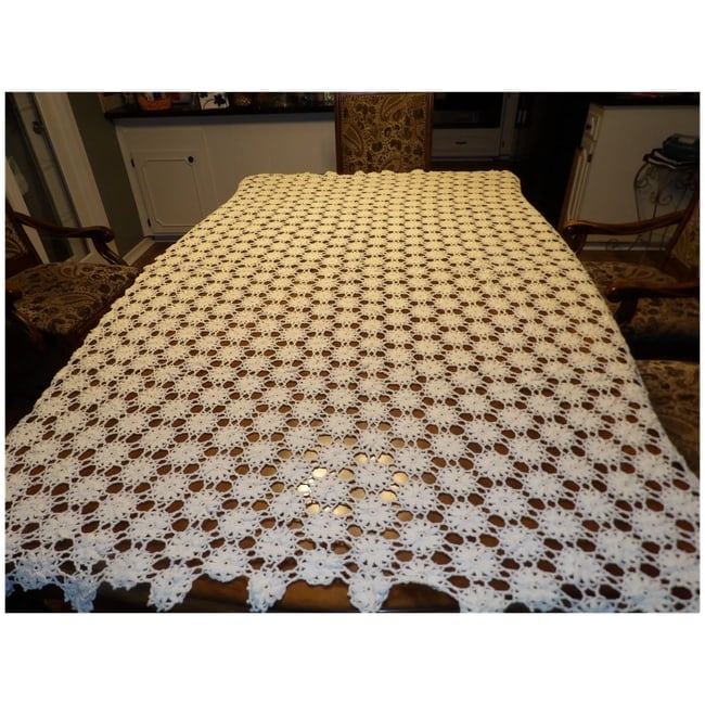 Hand Made Crochet Tablecloth or Full Bed Coverlet - 2