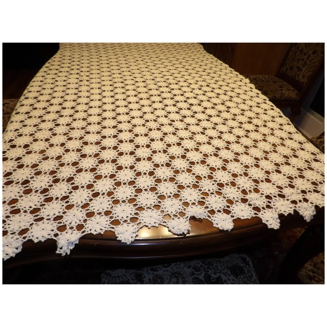 Hand Made Crochet Tablecloth or Full Bed Coverlet - 4