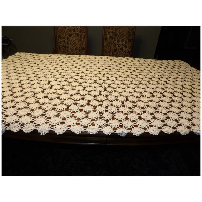 Hand Made Crochet Tablecloth or Full Bed Coverlet - 5