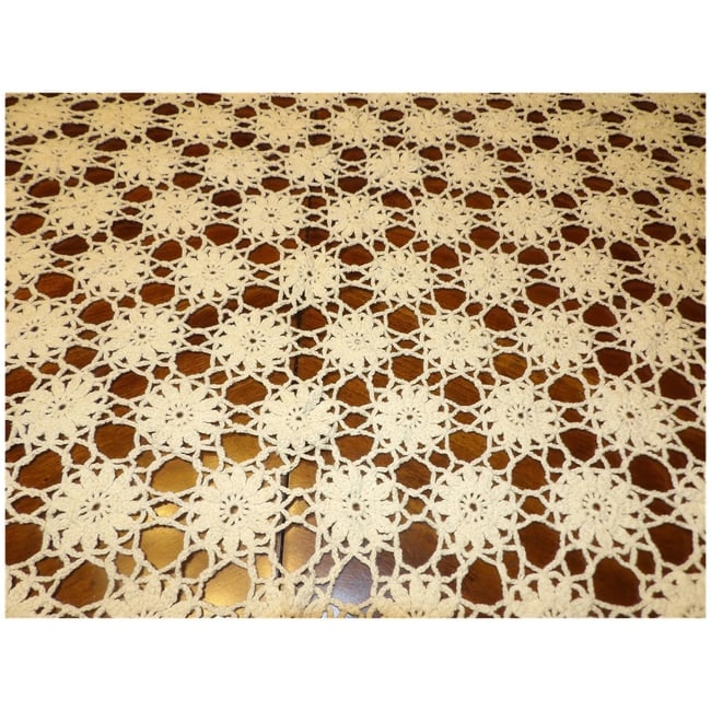 Hand Made Crochet Tablecloth or Full Bed Coverlet - 7