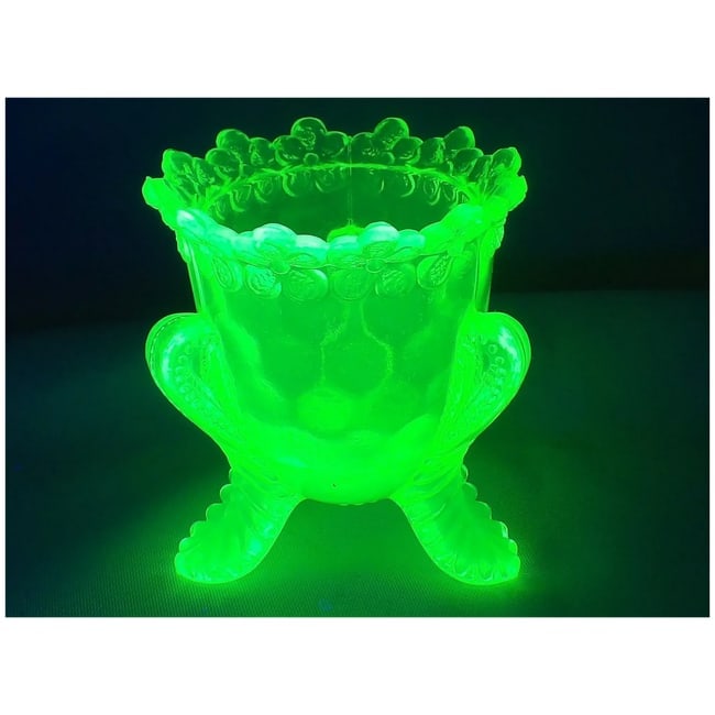 Degenhart "forget-me-not" Vaseline Glass Toothpick Holder - 4