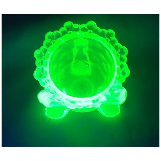 Degenhart "forget-me-not" Vaseline Glass Toothpick Holder - 5