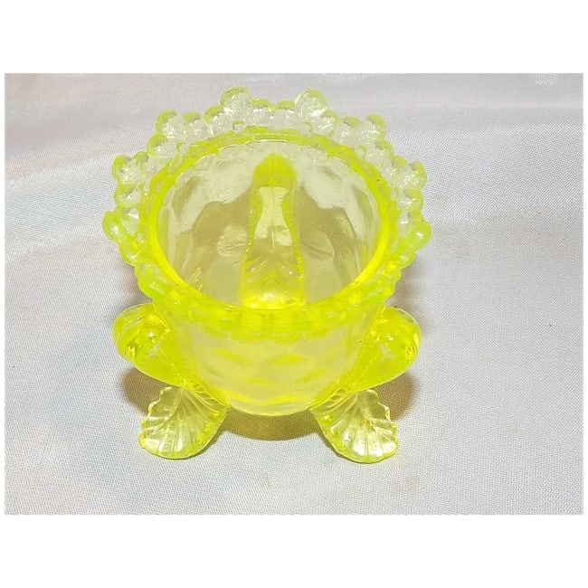 Degenhart "forget-me-not" Vaseline Glass Toothpick Holder - 6
