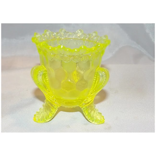 Degenhart "forget-me-not" Vaseline Glass Toothpick Holder - 7