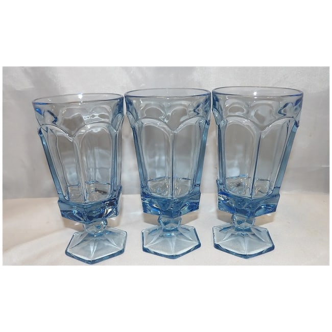 Fostoria Virginia Blue Iced Tea Glasses - 7