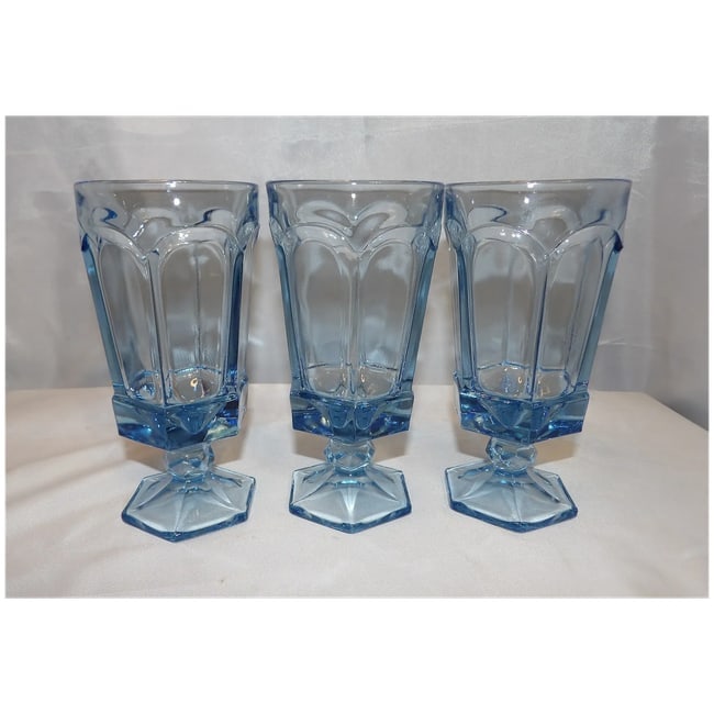 Fostoria Virginia Blue Iced Tea Glasses - 8