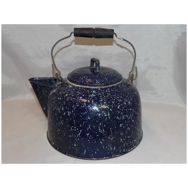 Blue Granite Enamelware Coffee Pot - 2