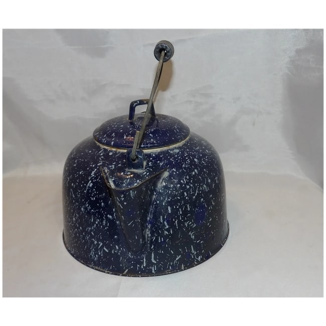 Blue Granite Enamelware Coffee Pot - 3