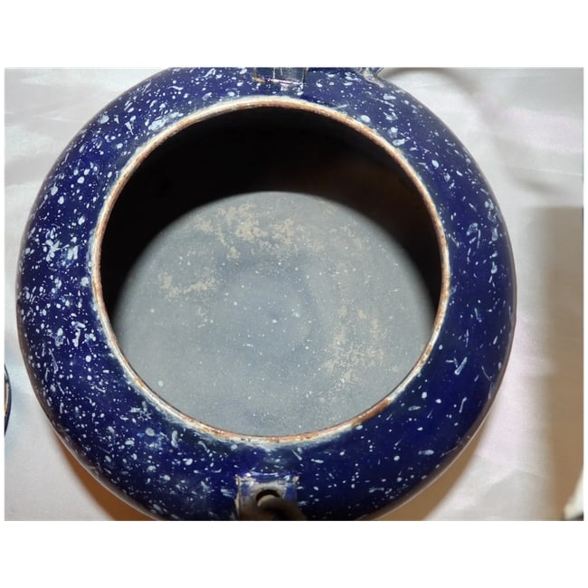 Blue Granite Enamelware Coffee Pot - 8